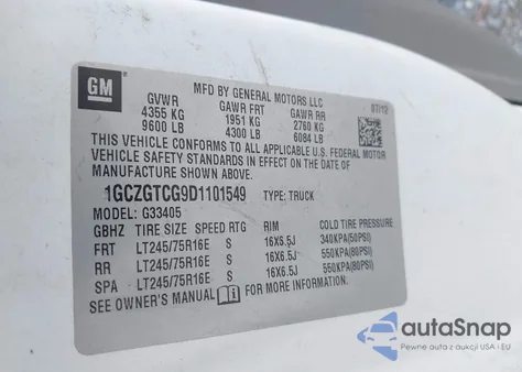 2013 Chevrolet Express Work Van from USA, damaged, VIN 1GCZGTCG9D1101549